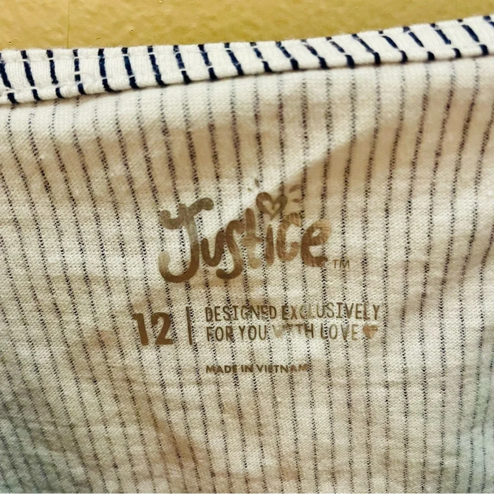 Justice Striped White and Black Top Size 12 NWT NEW!